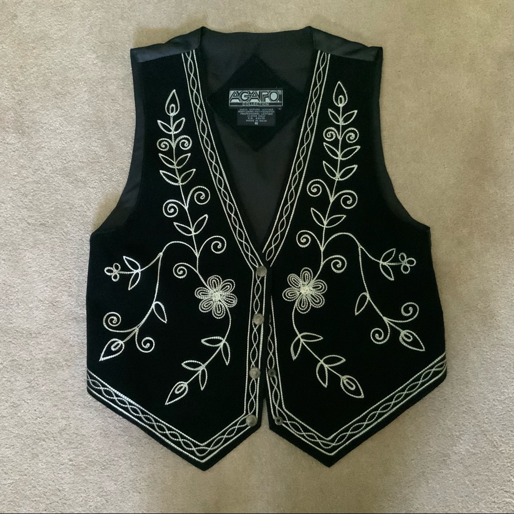 Black Vest with Embroidery Detailing